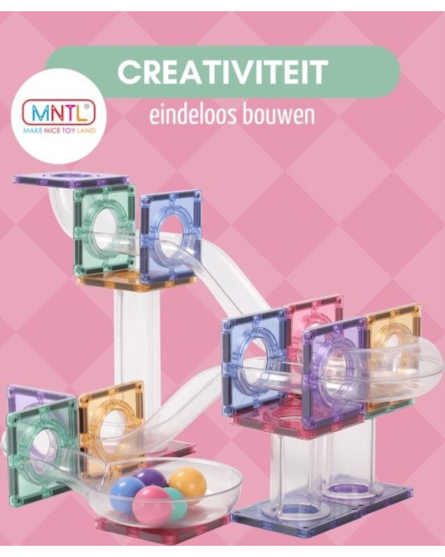 MNTL MNTL Magnetische knikkerbaan 80 delig - Pastel