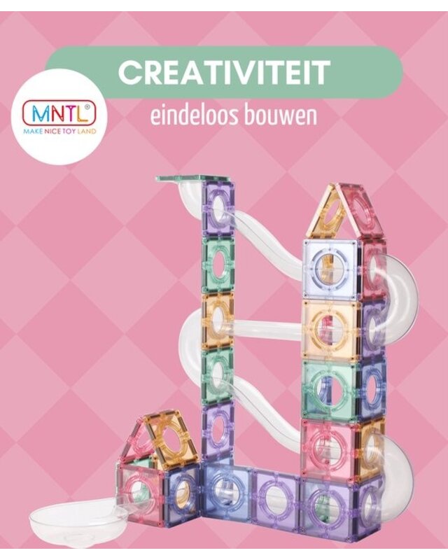 MNTL MNTL Magnetische knikkerbaan 80 delig - Pastel