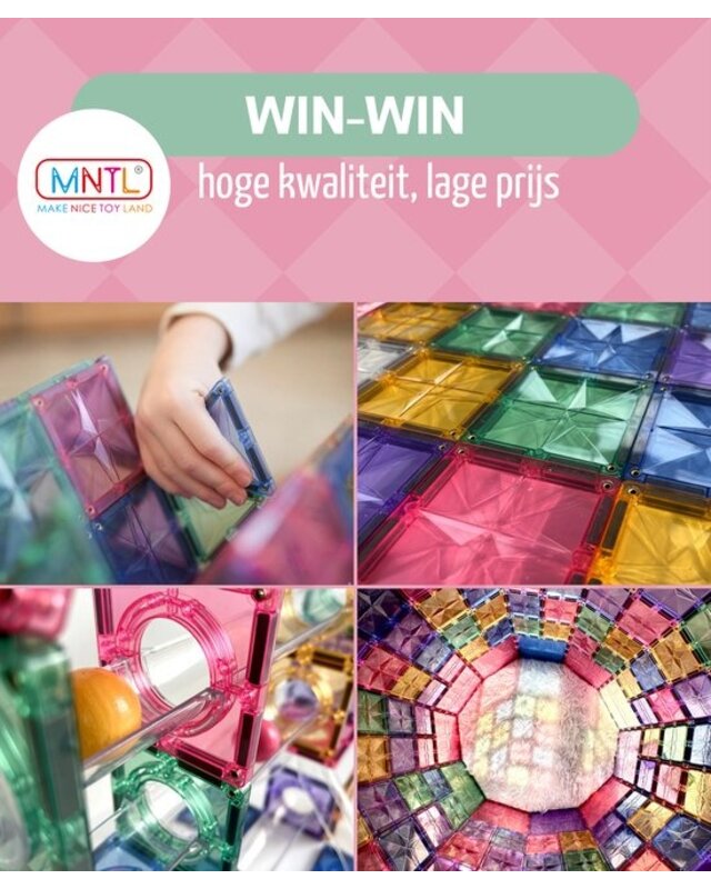 MNTL MNTL Magnetische knikkerbaan 80 delig - Pastel