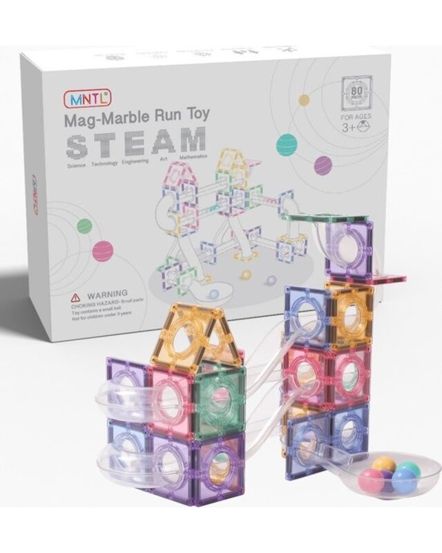 MNTL MNTL Magnetische knikkerbaan 80 delig - Pastel
