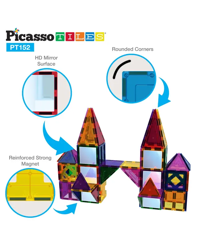 PicassoTiles PicassoTiles Magneet speelgoed complete set 152 delig PicassoTiles PicassoTiles Magneet speelgoed complete set 152 delig