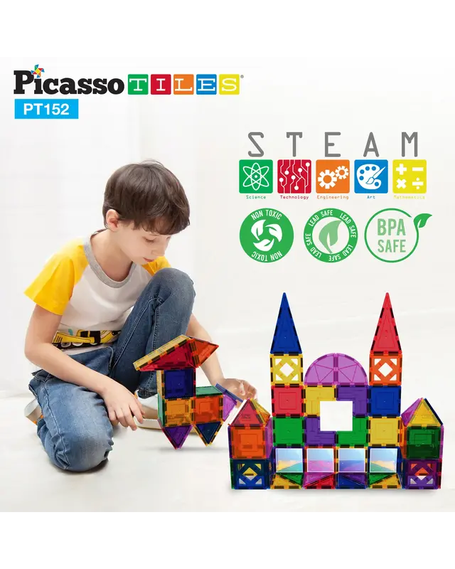 PicassoTiles PicassoTiles Magneet speelgoed complete set 152 delig PicassoTiles PicassoTiles Magneet speelgoed complete set 152 delig