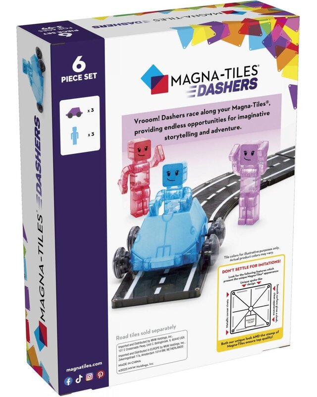 Magna Tiles Magna-Tiles Dashers 6-Piece Set, Speelgoed auto speelset, 3 jaar, Blauw, Paars, Rood Magna Tiles Magna-Tiles Dashers 6-Piece Set, Speelgoed auto speelset, 3 jaar, Blauw, Paars, Rood