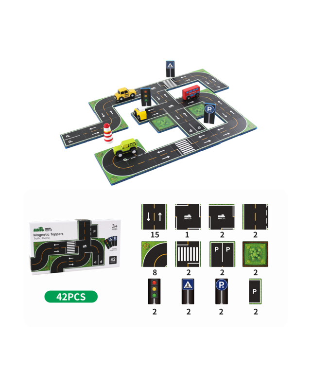 MNTL MNTL Magnetische Toppers Verkeersthema 42-delig MNTL MNTL Magnetische Toppers Verkeersthema 42-delig