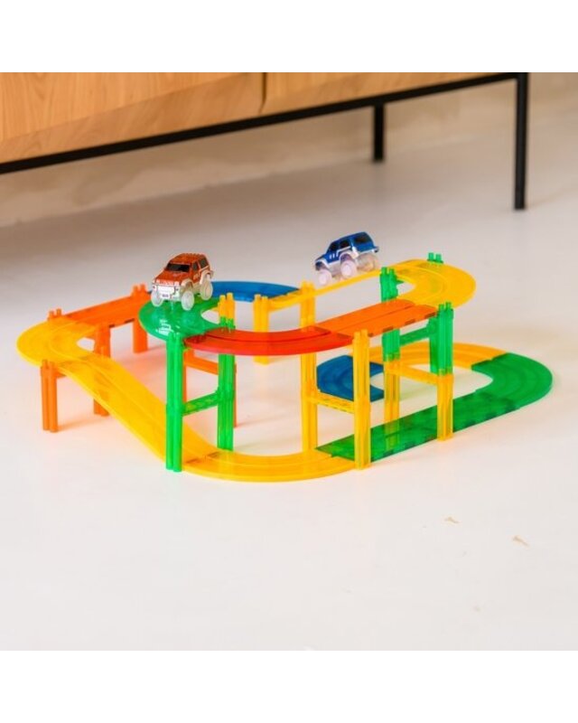 Coblo Coblo Classic Magnetische Autobaan Set 70-delig Coblo Coblo Classic Magnetische Autobaan Set 70-delig