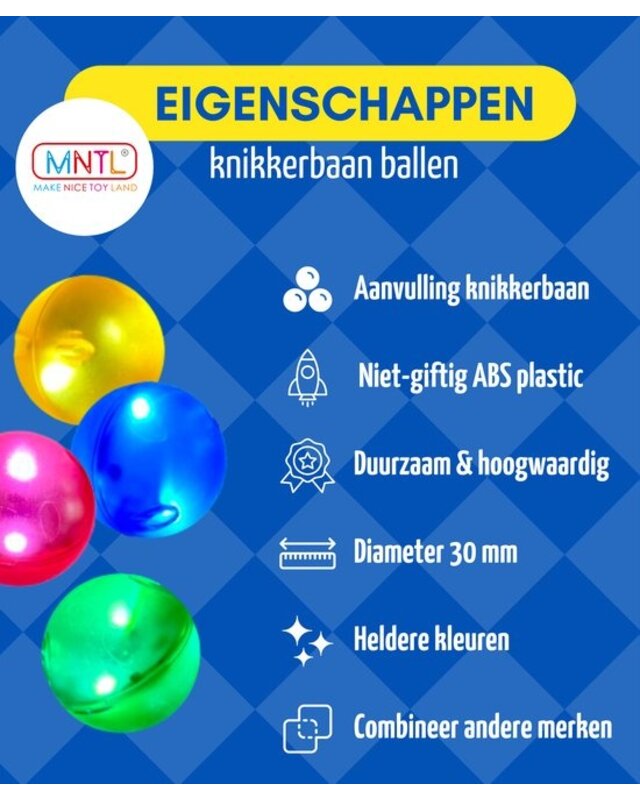 MNTL MNTL Lichtgevende Ballen Knikkerbaan 4 Stuks MNTL MNTL Lichtgevende Ballen Knikkerbaan 4 Stuks