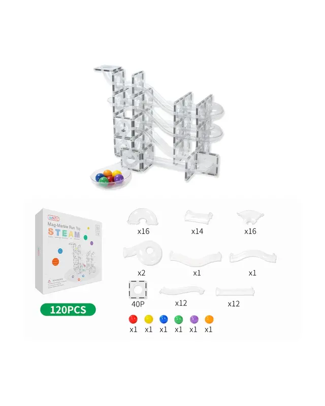 MNTL MNTL Magneet speelgoed Knikkerbaan 120-delig Transparant