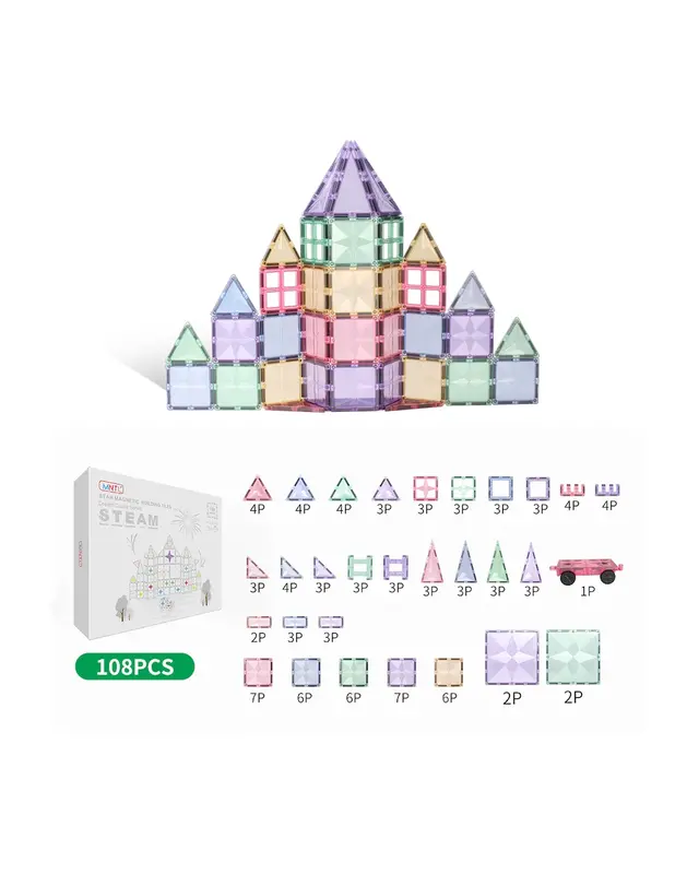 MNTL MNTL Magnetic Tiles Magnetische Tegels Pastel - 108 stuks MNTL MNTL Magnetic Tiles Magnetische Tegels Pastel - 108 stuks