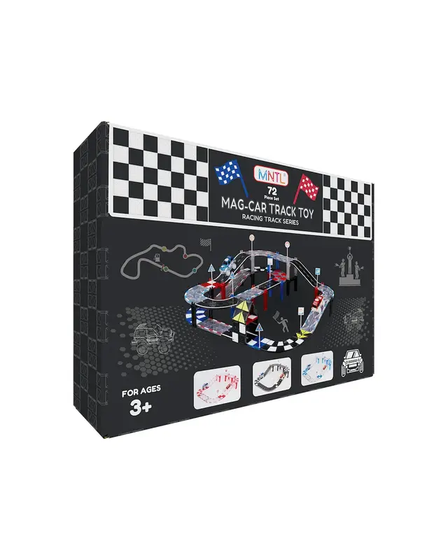 MNTL MNTL Magnetische Autobaan Set 72-delig MNTL MNTL Magnetische Autobaan Set 72-delig