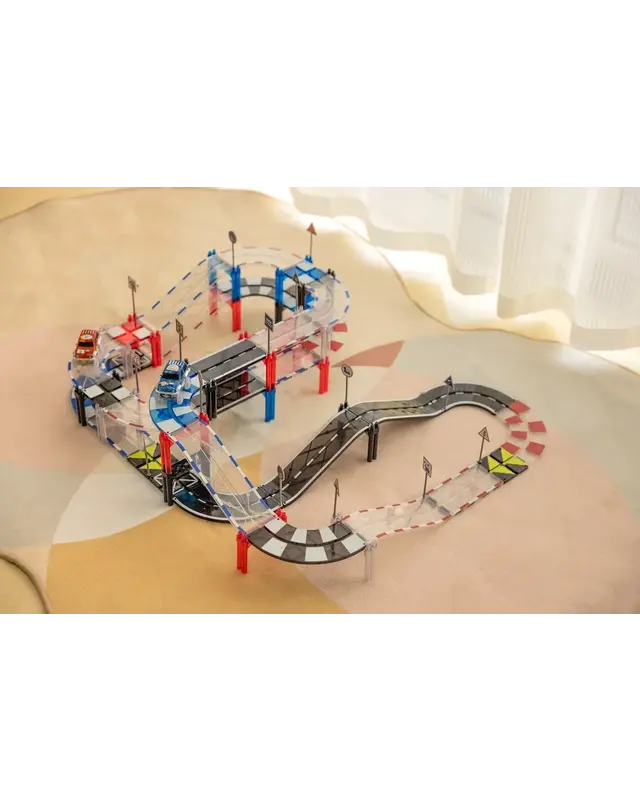 MNTL MNTL Magnetische Autobaan Set 72-delig MNTL MNTL Magnetische Autobaan Set 72-delig