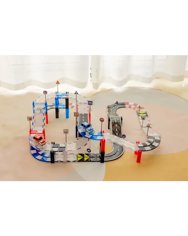 MNTL MNTL Magnetische Autobaan Set 72-delig MNTL MNTL Magnetische Autobaan Set 72-delig