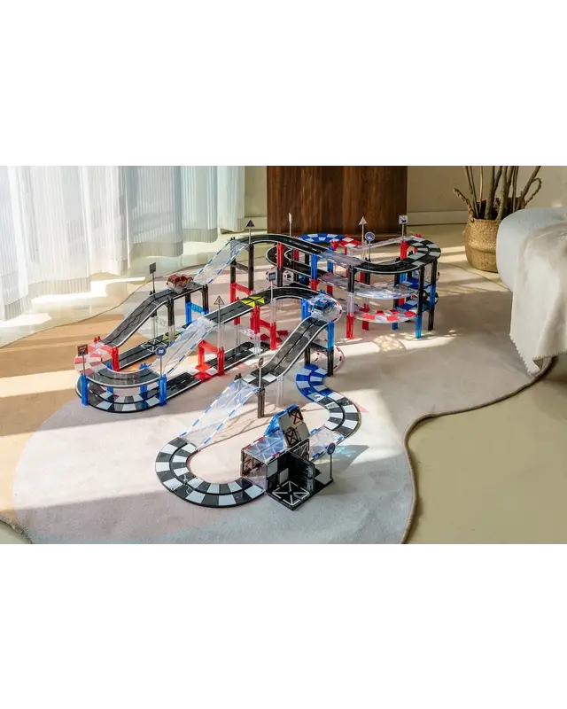 MNTL MNTL Magnetische Autobaan Set 72-delig MNTL MNTL Magnetische Autobaan Set 72-delig