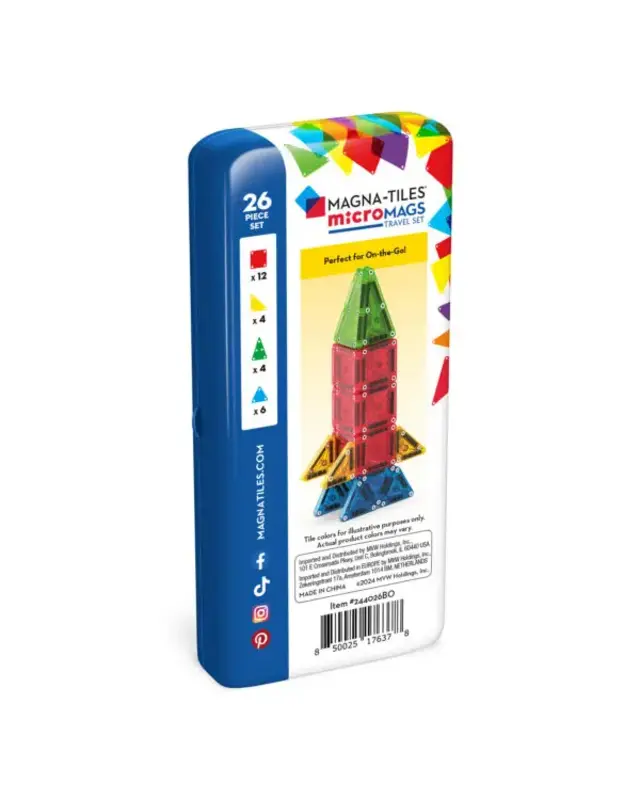 Magna Tiles Magna Tiles MicroMags Travel Set 26-delig Magna Tiles Magna Tiles MicroMags Travel Set 26-delig