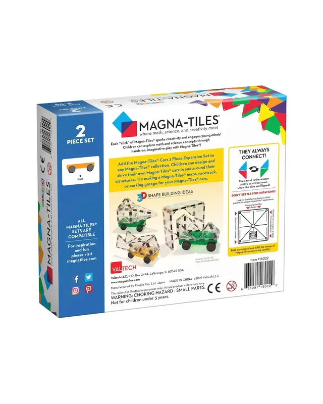 Magna Tiles Magna Tiles Auto uitbreidingsset Groen / Geel - 2 delig Magna Tiles Magna Tiles Auto uitbreidingsset Groen / Geel - 2 delig