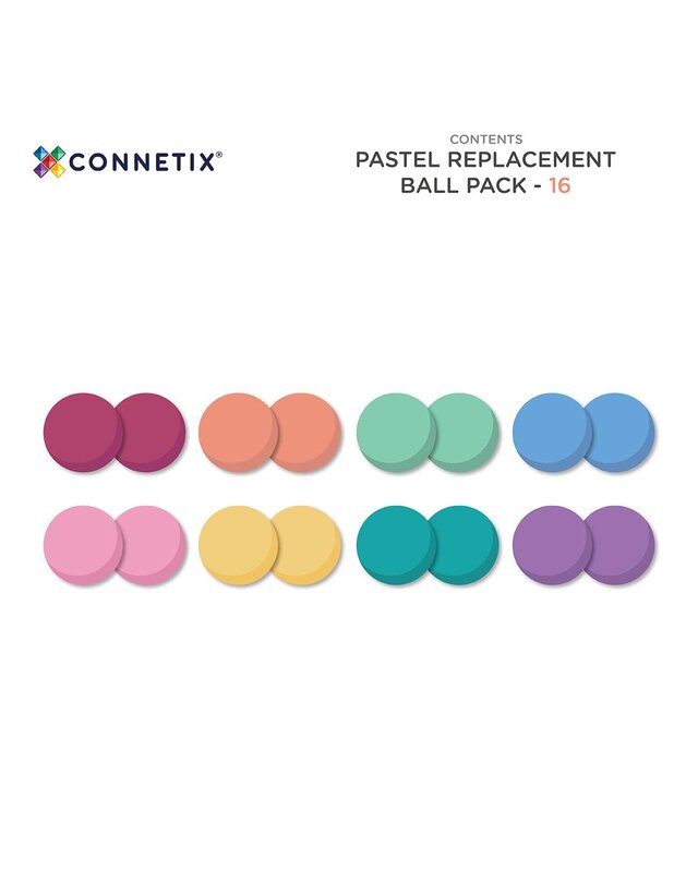 CONNETIX  CONNETIX 16 Reserve ballen voor knikkerbanen - Pastel