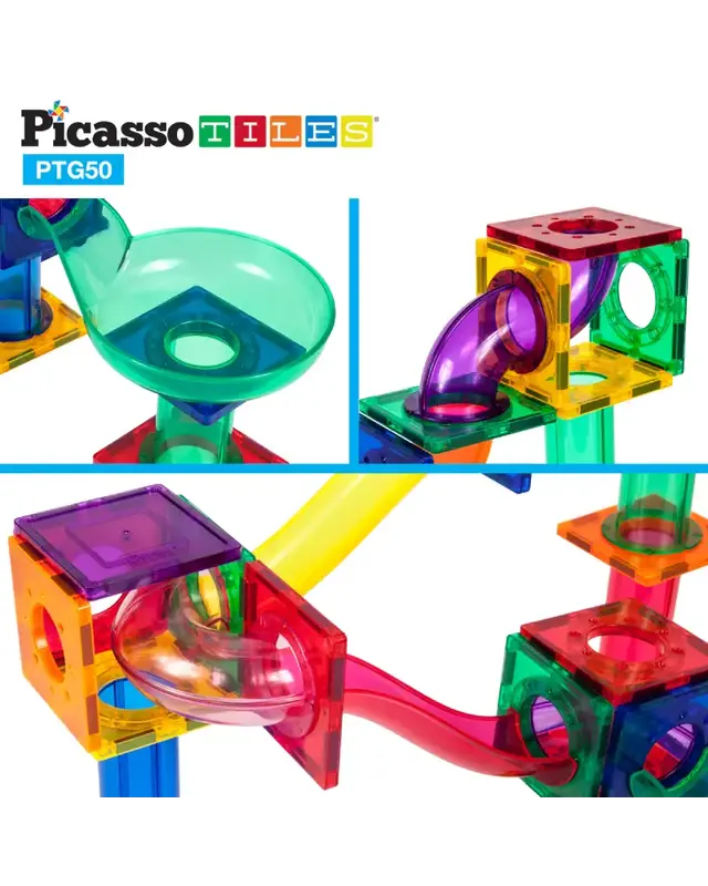 PicassoTiles Picasso Tiles knikkerbaan bouwstenenset - 150 delig PicassoTiles Picasso Tiles knikkerbaan bouwstenenset - 150 delig