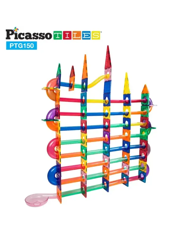 PicassoTiles Picasso Tiles knikkerbaan bouwstenenset - 150 delig PicassoTiles Picasso Tiles knikkerbaan bouwstenenset - 150 delig