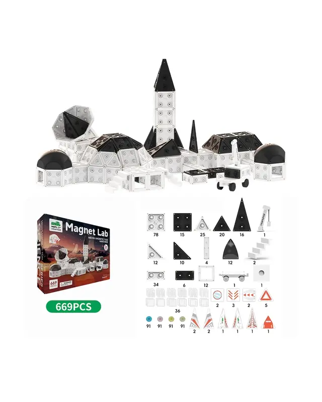 MNTL MNTL Magnetische Bouwtegels Mars Basis Mega set 669 delig MNTL MNTL Magnetische Bouwtegels Mars Basis Mega set 669 delig