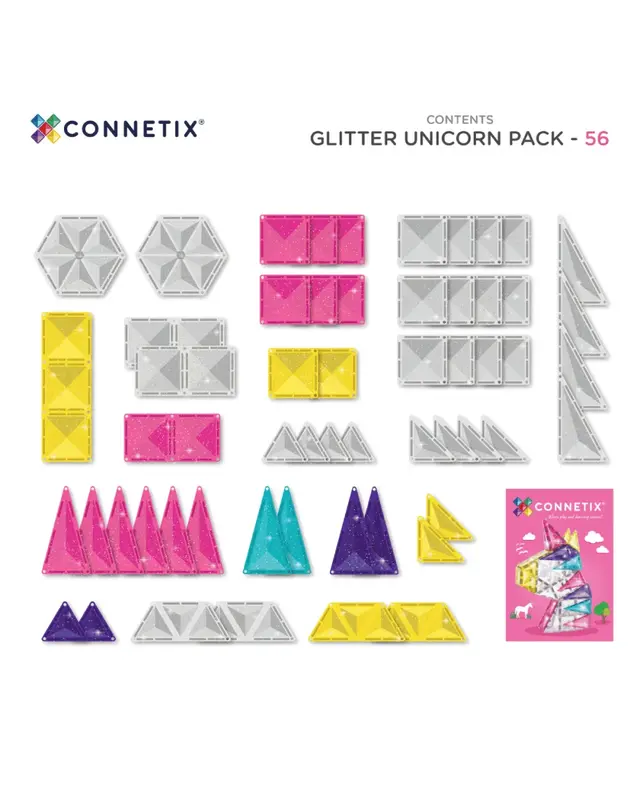 CONNETIX  CONNETIX Unicorn Glitter Pack 56-delig