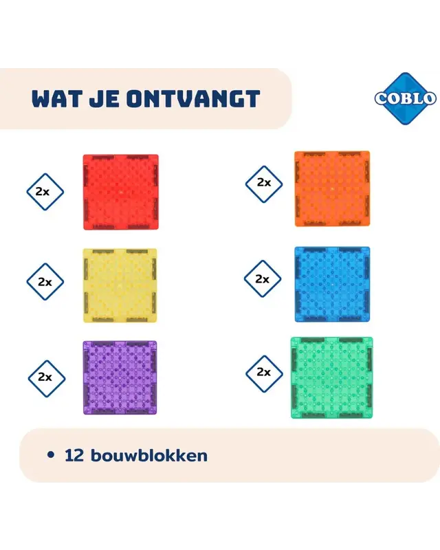 Coblo Coblo Magnetische Tegels Brick Classic 12-delig