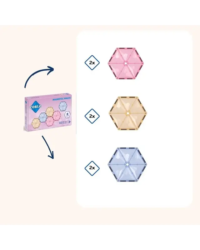 Coblo Coblo Pastel Hexagon 6-delig Coblo Coblo Pastel Hexagon 6-delig