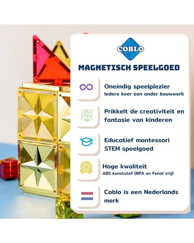 Coblo Coblo Magnetische tegels Goud 20-delig Coblo Coblo Magnetische tegels Goud 20-delig