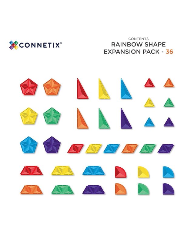 CONNETIX  CONNETIX Regenboog Vormen Uitbreiding Pakket - 36 delig CONNETIX  CONNETIX Regenboog Vormen Uitbreiding Pakket - 36 delig
