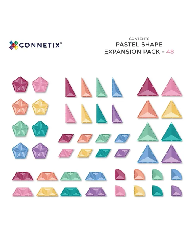 CONNETIX  CONNETIX Pastel Vormen Uitbreiding Pakket - 48 delig CONNETIX  CONNETIX Pastel Vormen Uitbreiding Pakket - 48 delig