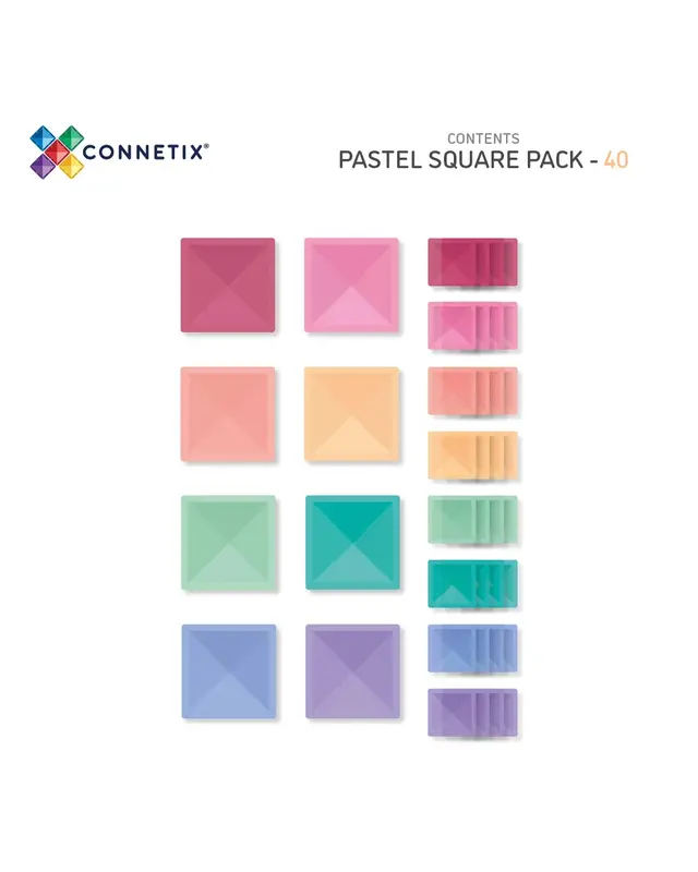 CONNETIX CONNETIX Pastel Vierkant Pakket - 40 delig CONNETIX CONNETIX Pastel Vierkant Pakket - 40 delig