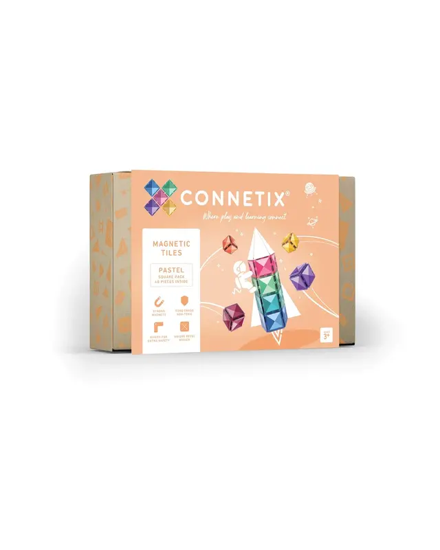 CONNETIX CONNETIX Pastel Vierkant Pakket - 40 delig CONNETIX CONNETIX Pastel Vierkant Pakket - 40 delig