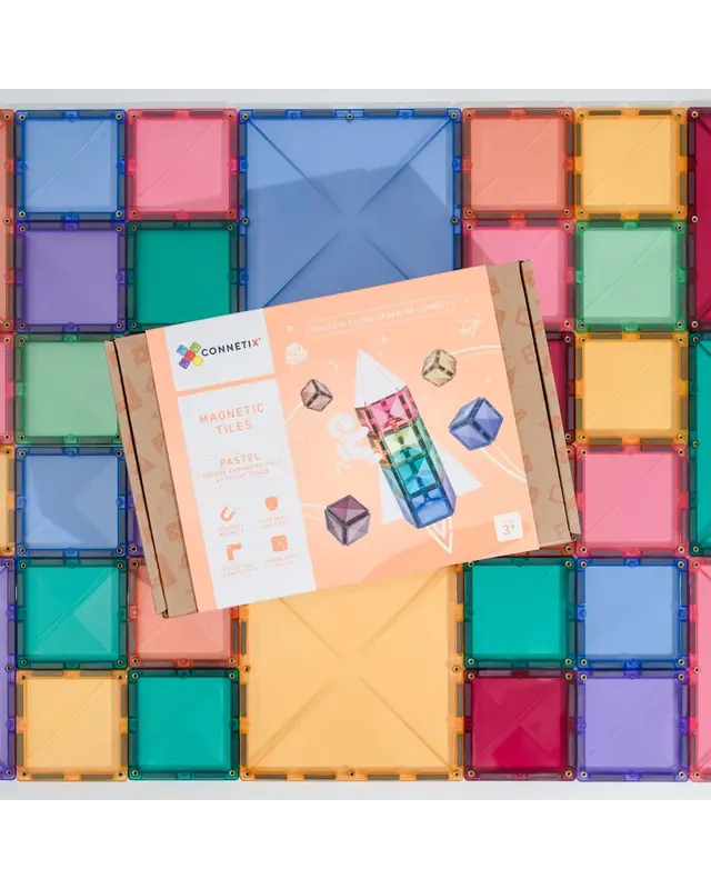 CONNETIX CONNETIX Pastel Vierkant Pakket - 40 delig CONNETIX CONNETIX Pastel Vierkant Pakket - 40 delig