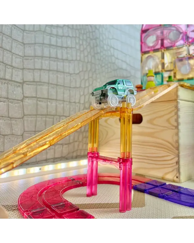 Cleverclixx Cleverclixx Race Track Pastel - 80 stuks + Gratis Groene auto Cleverclixx Cleverclixx Race Track Pastel - 80 stuks + Gratis Groene auto