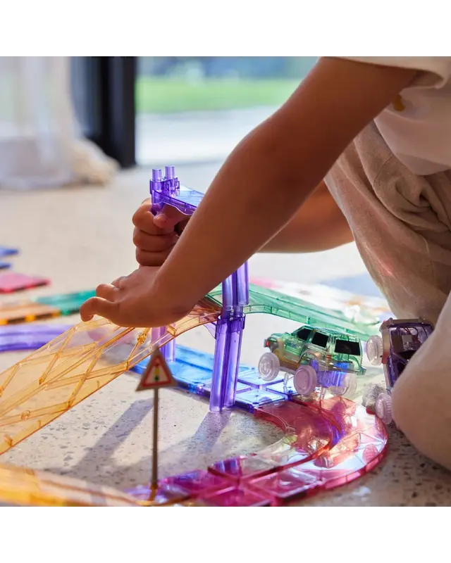 Cleverclixx Cleverclixx Race Track Pastel - 80 stuks + Gratis Groene auto Cleverclixx Cleverclixx Race Track Pastel - 80 stuks + Gratis Groene auto