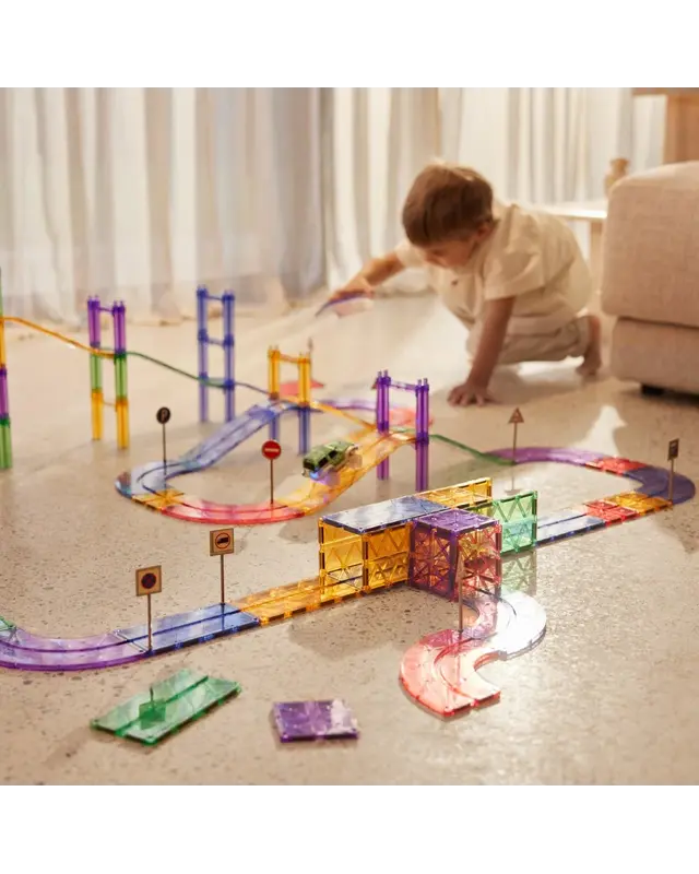 Cleverclixx Cleverclixx Race Track Pastel - 80 stuks + Gratis Groene auto Cleverclixx Cleverclixx Race Track Pastel - 80 stuks + Gratis Groene auto