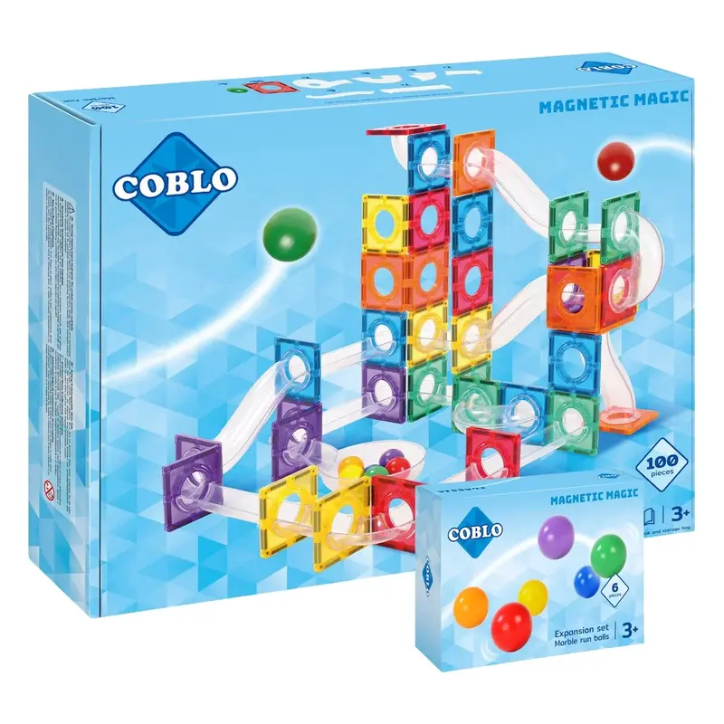 Coblo Coblo Magnetische Knikkerbaan Classic - 100 delig + Gratis 6 reserve ballen
