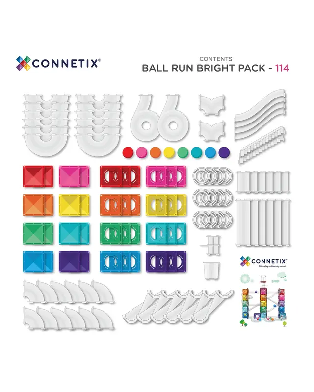 CONNETIX CONNETIX Knikkerbaan Ball Run Bright Pack 114 stuks CONNETIX CONNETIX Knikkerbaan Ball Run Bright Pack 114 stuks
