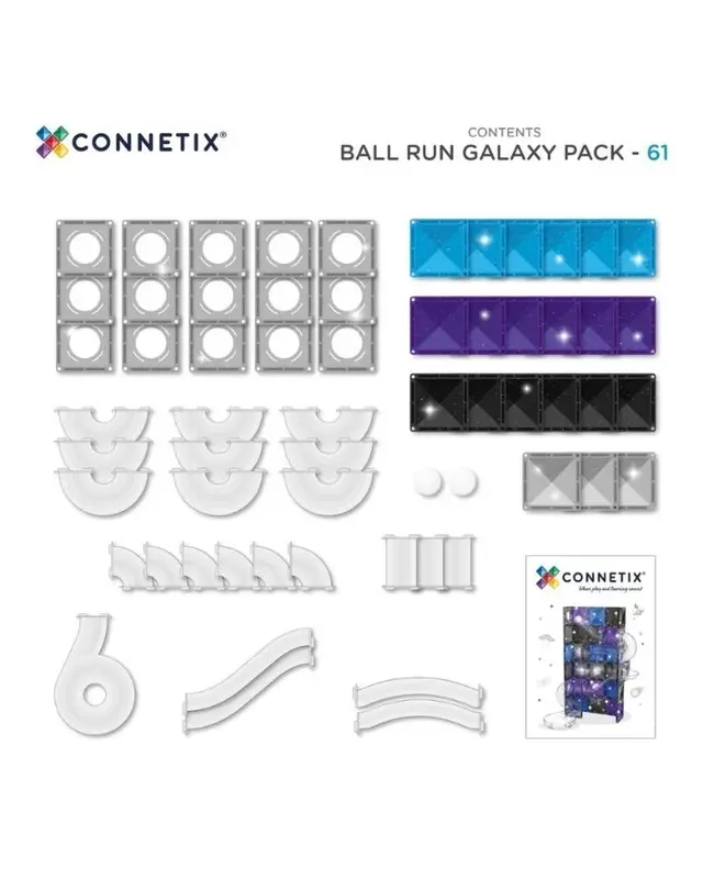 CONNETIX CONNETIX Tiles knikkerbaan Ball Run Galaxy pack 61 delig CONNETIX CONNETIX Tiles knikkerbaan Ball Run Galaxy pack 61 delig