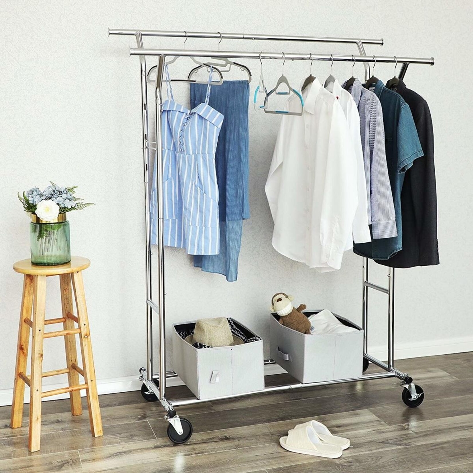 Bobbel Home Bobbel Home - Adjustable Clothes Rack - Silver - Casters