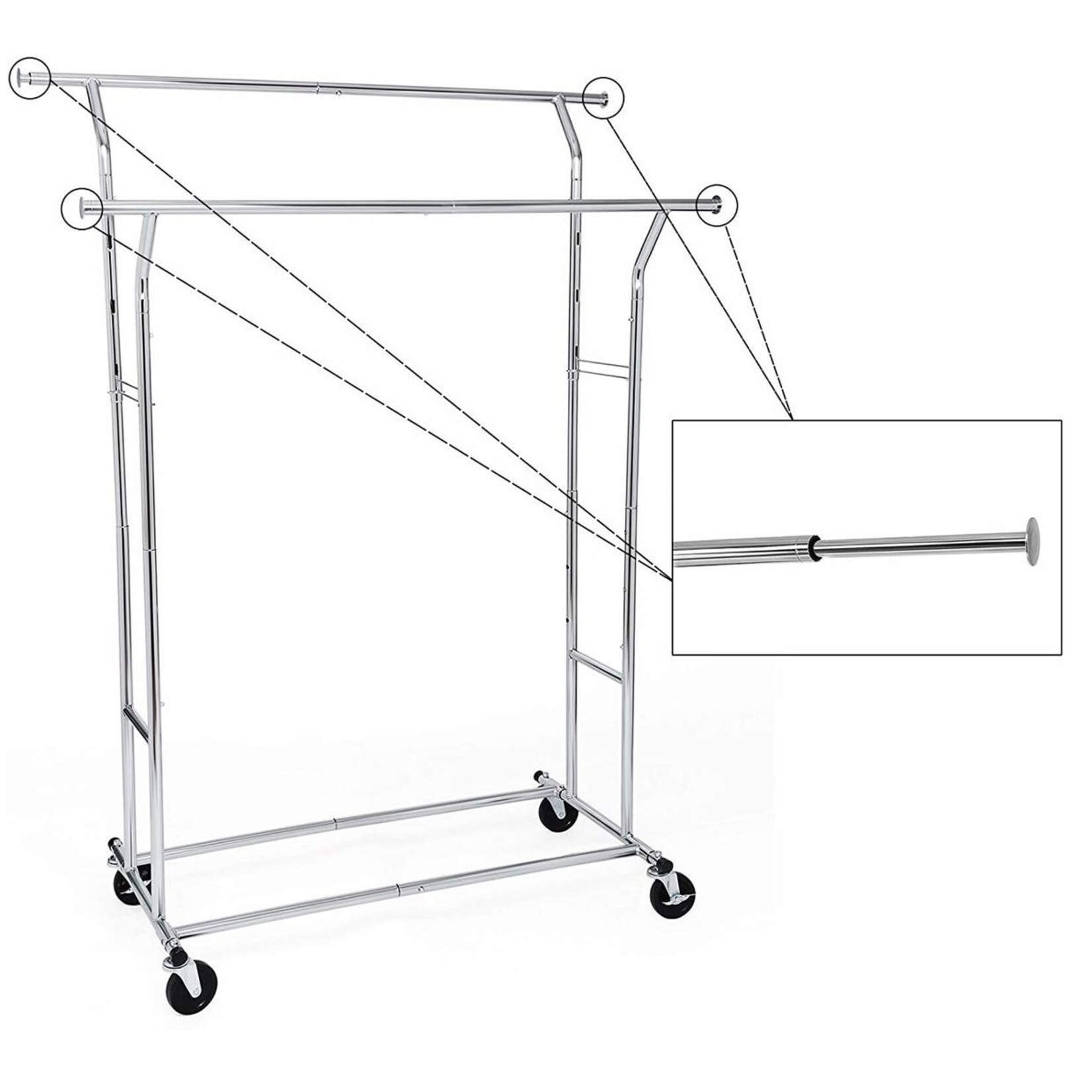 Bobbel Home Bobbel Home - Adjustable Clothes Rack - Silver - Casters