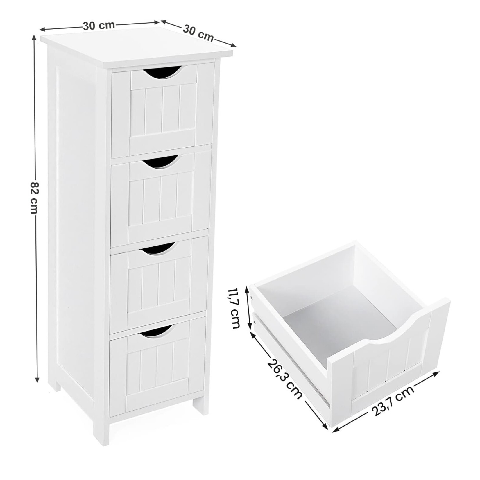 Bobbel Home Bobbel Home - Narrow chest of drawers - 4 drawers - Wood - White