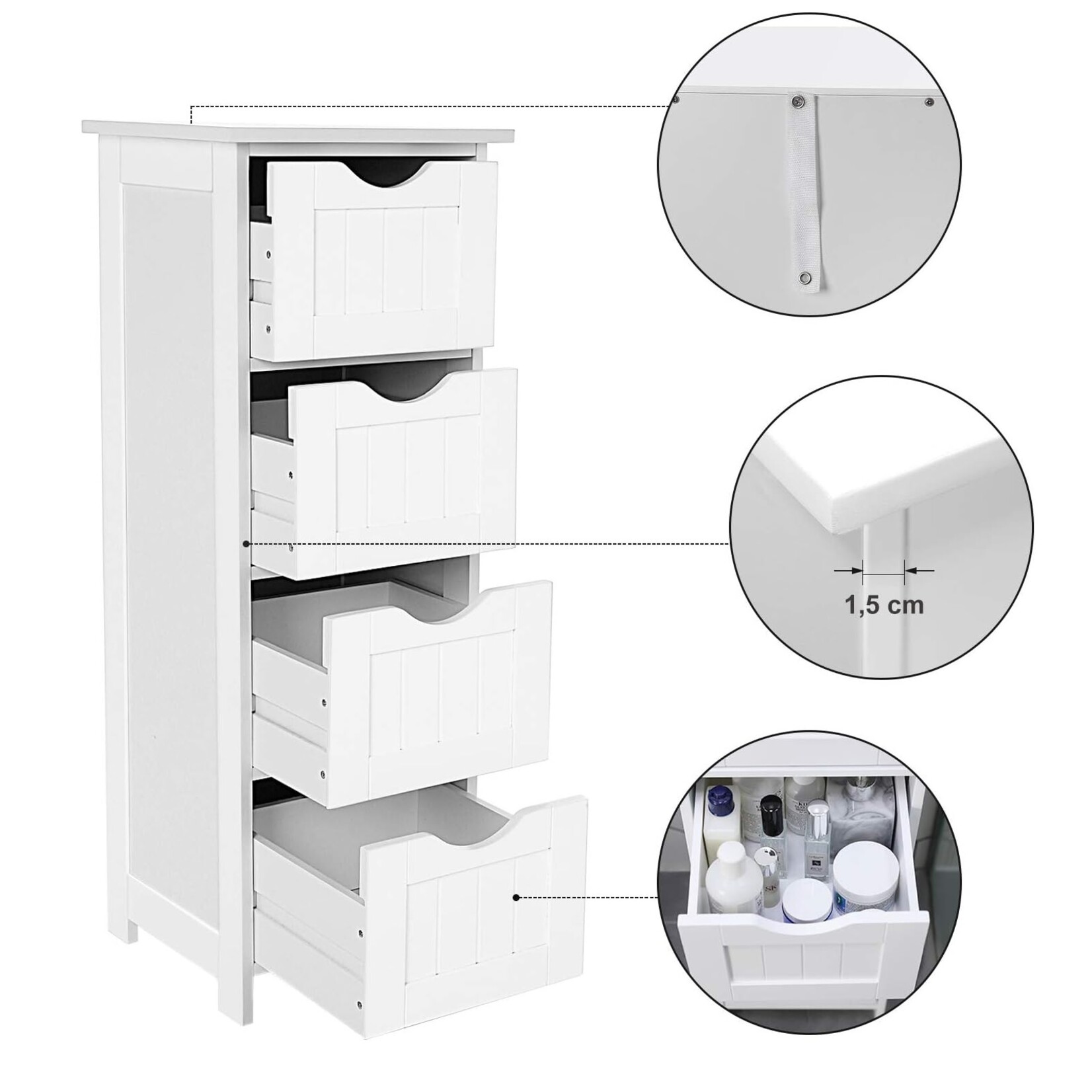 Bobbel Home Bobbel Home - Narrow chest of drawers - 4 drawers - Wood - White