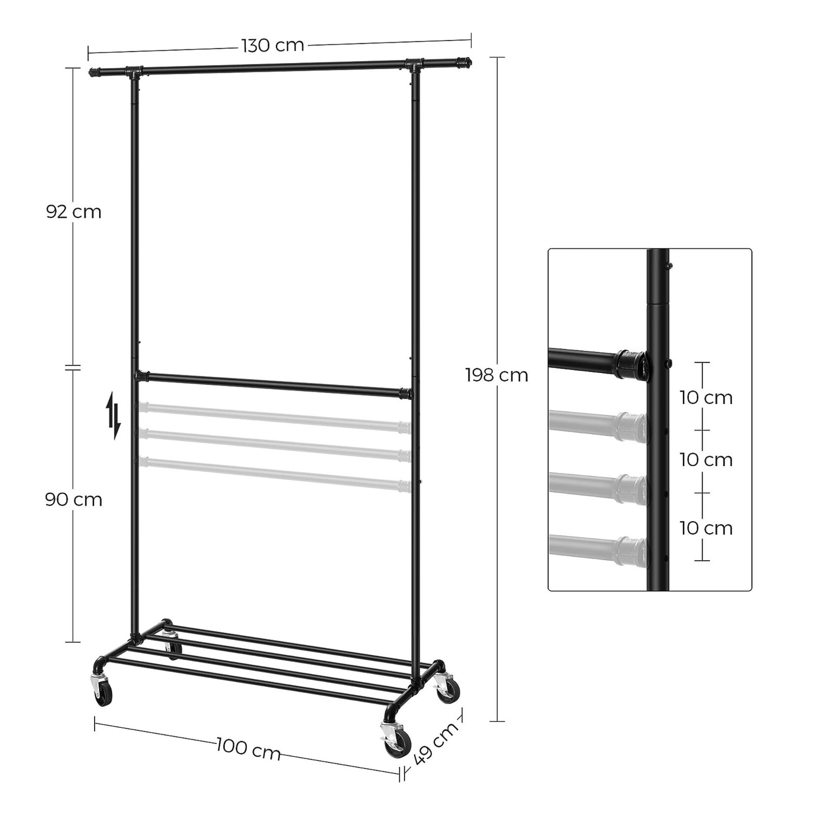 Bobbel Home Bobbel Home - Clothes Rack On Wheels - Metal - Black