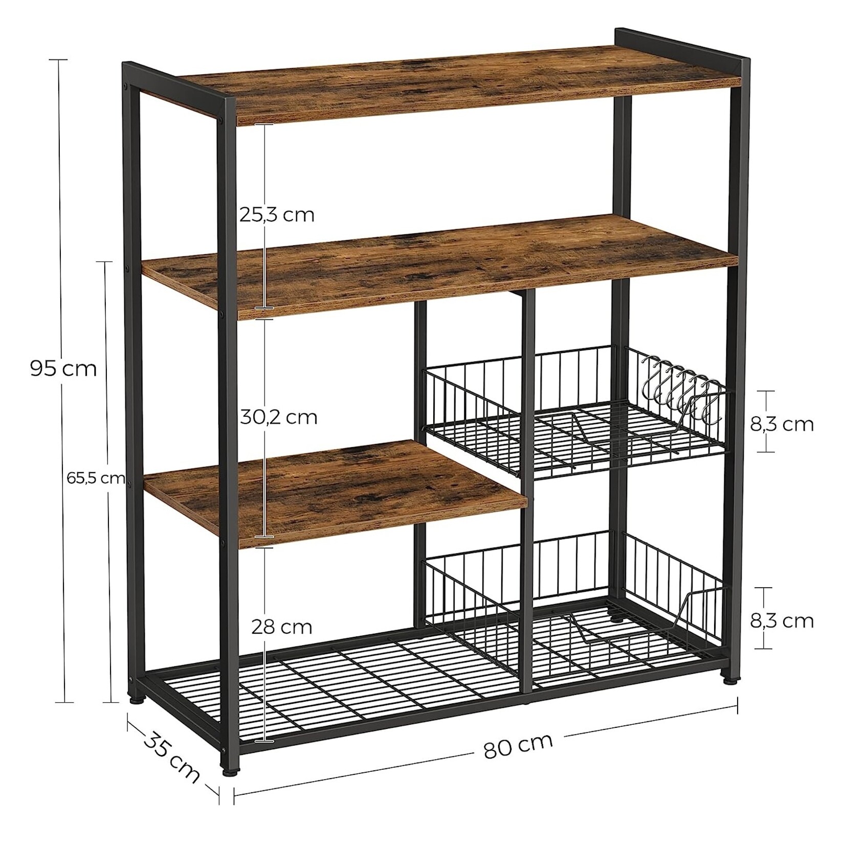 Bobbel Home Bobbel Home - Keukenkast- Keukenrek - Metaal - Bruin & Zwart