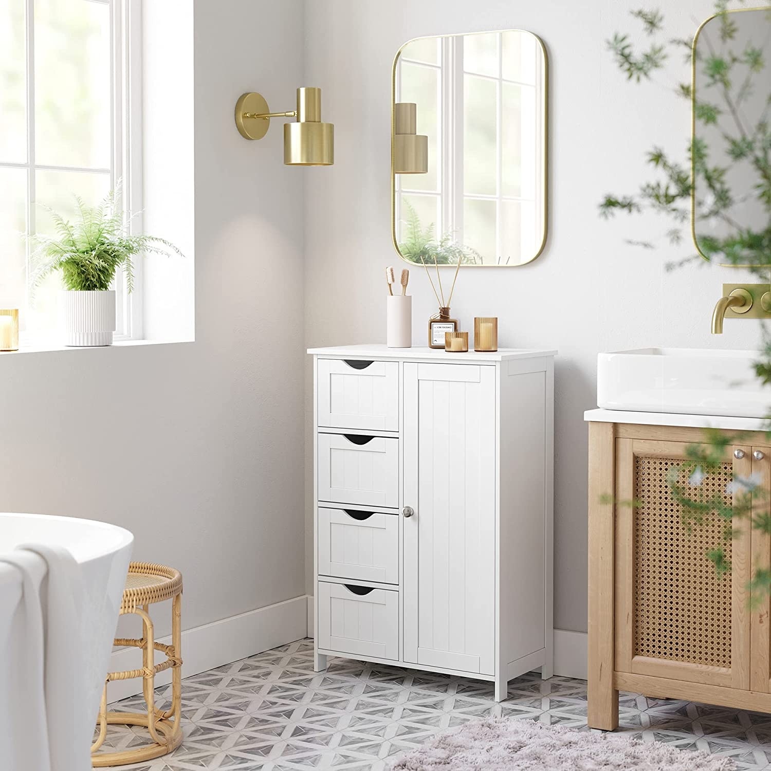 Bobbel Home - Badkamerkast - 4 laden - Houten - Wit