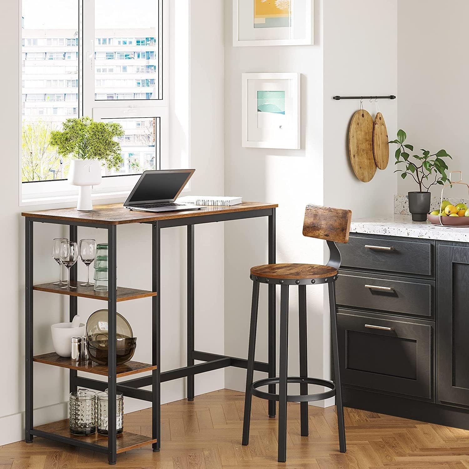 Bobbel Home - Bartafel - Donkerbruin - 109 x 60 x 100 cm