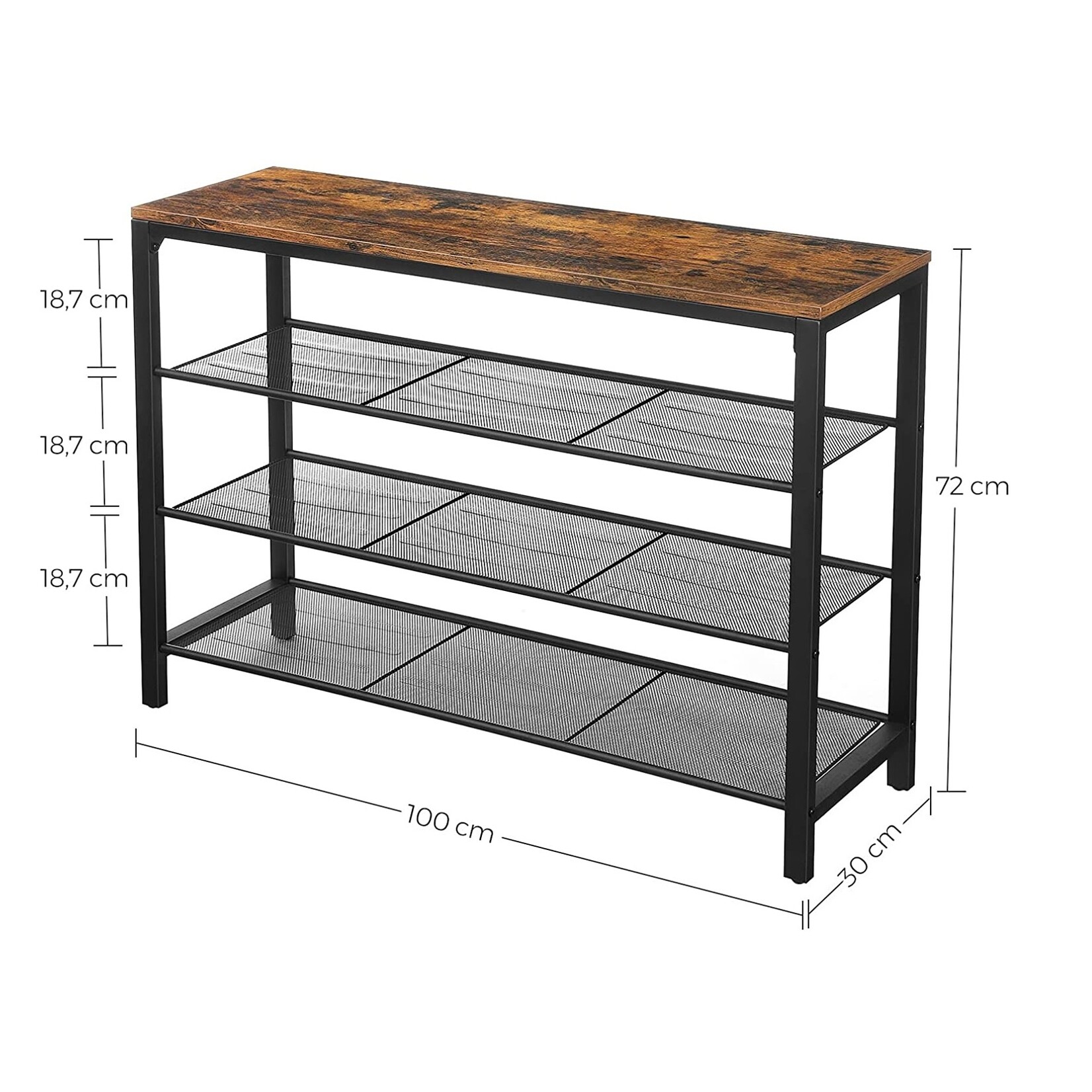 Bobbel Home Bobbel Home - Shoe Rack - Metal - Dark Brown - 100 x 30 x 72 cm