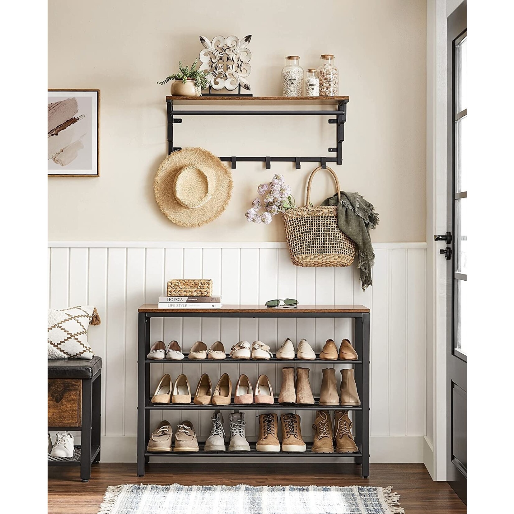 Bobbel Home Shoe Rack - Metal - Dark Brown - 100 x 30 x 72 cm