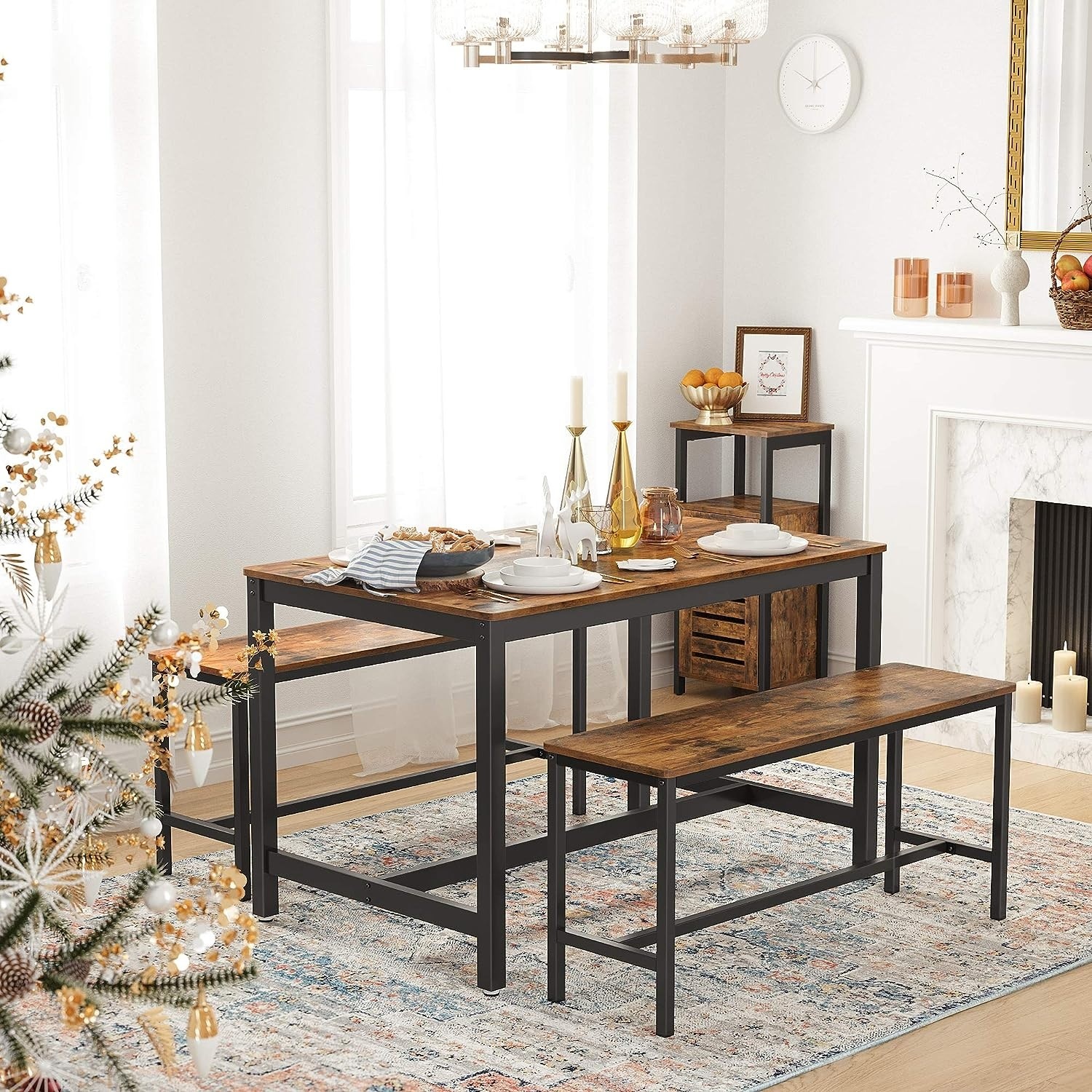 Bobbel Home - Eettafel Banken - Set Van 2 - Vintage - 108 x 32,5 x 50 cm