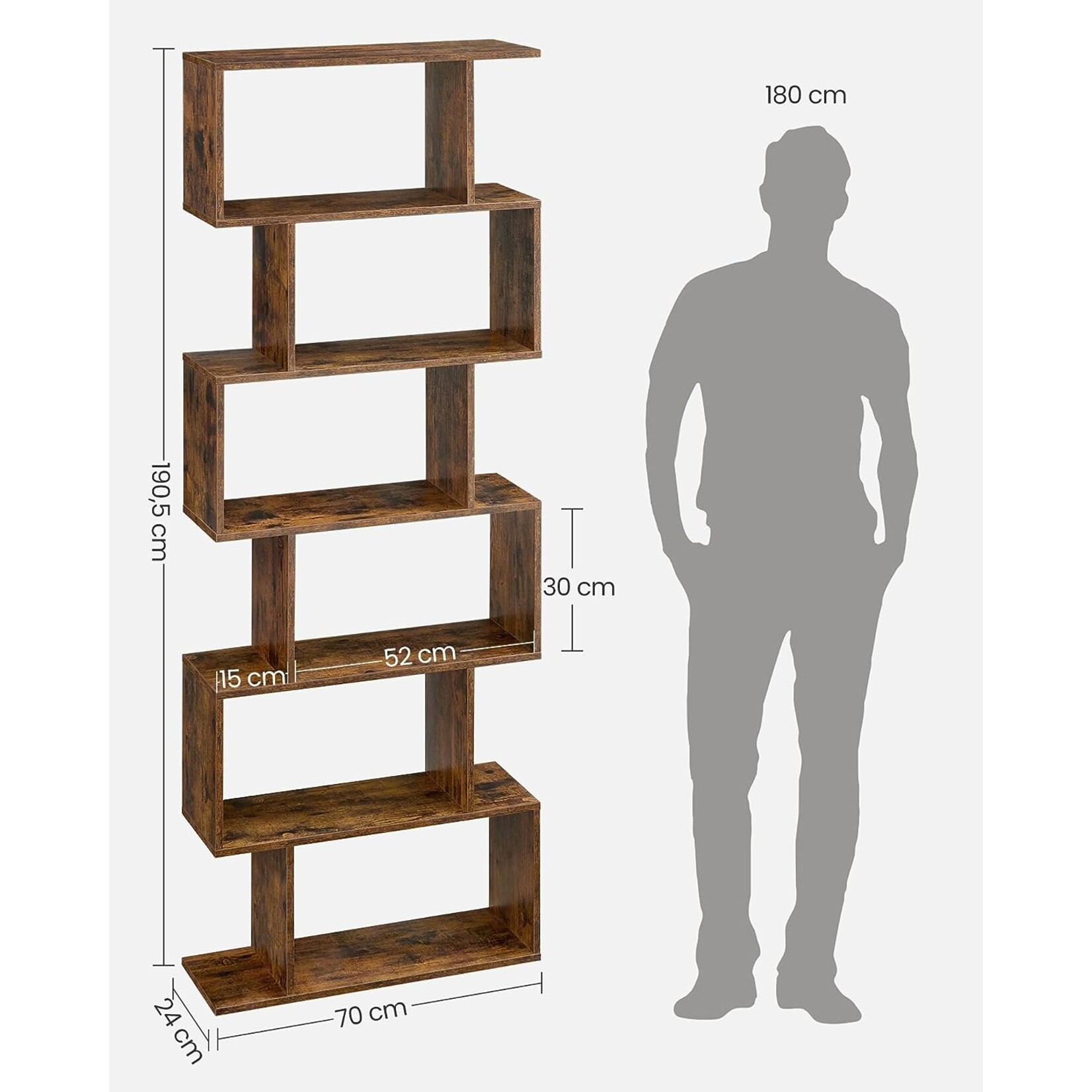 Bobbel Home Bookcase - Industrial Cabinet - Cabinet - Living Room Cabinet - Cube Cabinet - 6 Compartments - Brown
