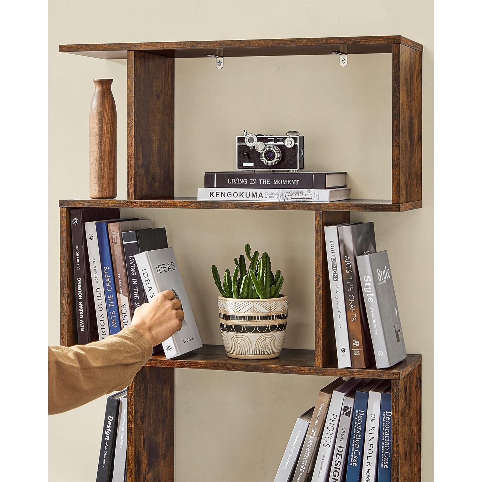 Bobbel Home Boekenkast - Industriële  Kast - Kast - Woonkamer kast - Kubus kast - 6 Compartimenten - Bruin